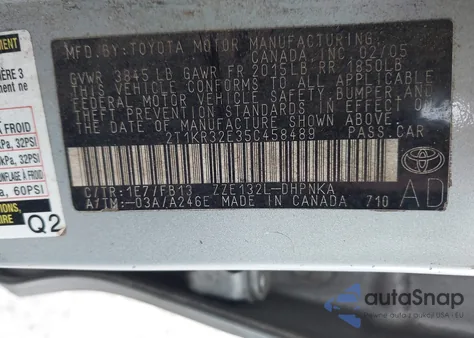 2005 Toyota Matrix Xr z USA, uszkodzony, nr VIN 2T1KR32E35C458489